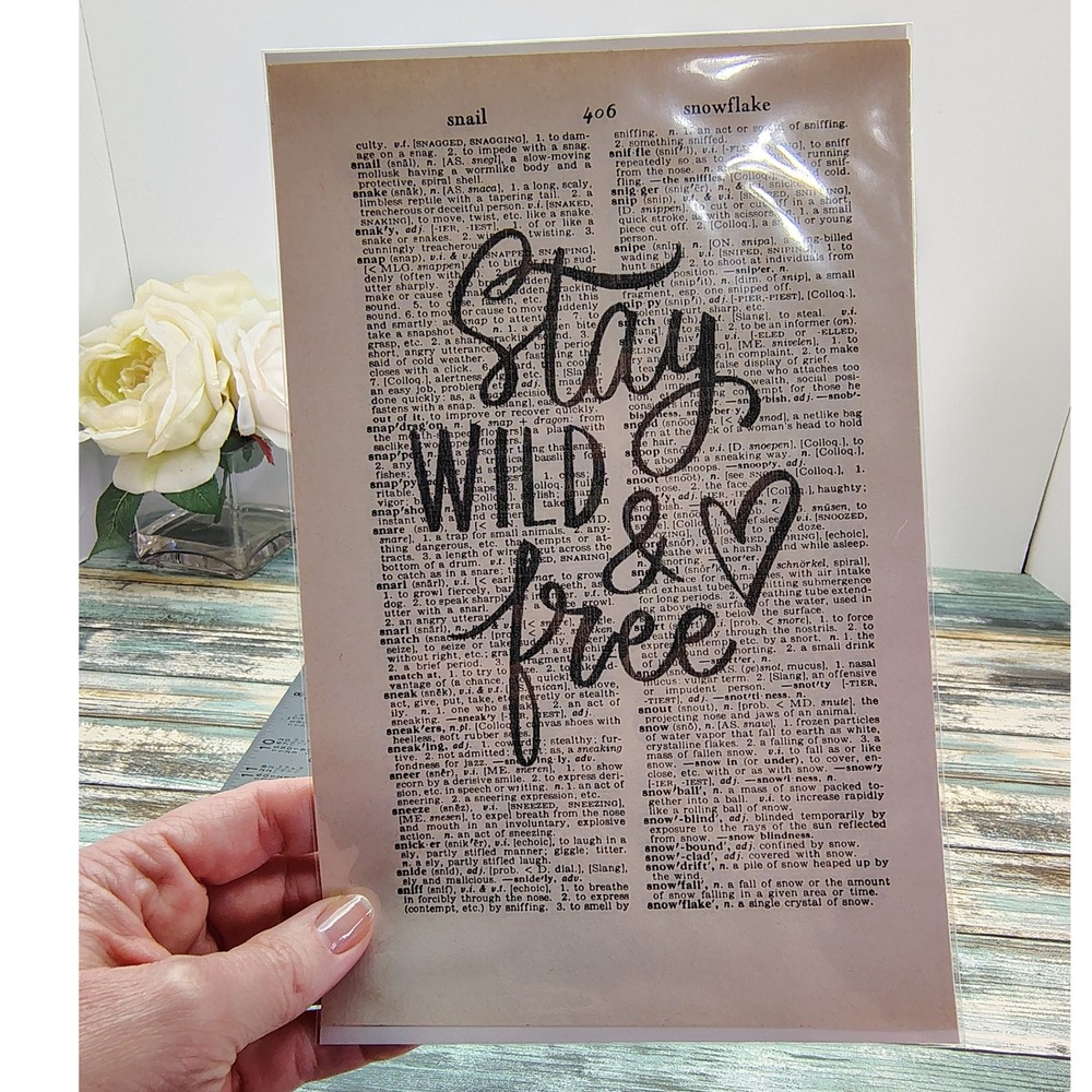 Stay Wild Free Quote Vintage Dictionary Page Decor Boho Wall‎ Decor Handmade